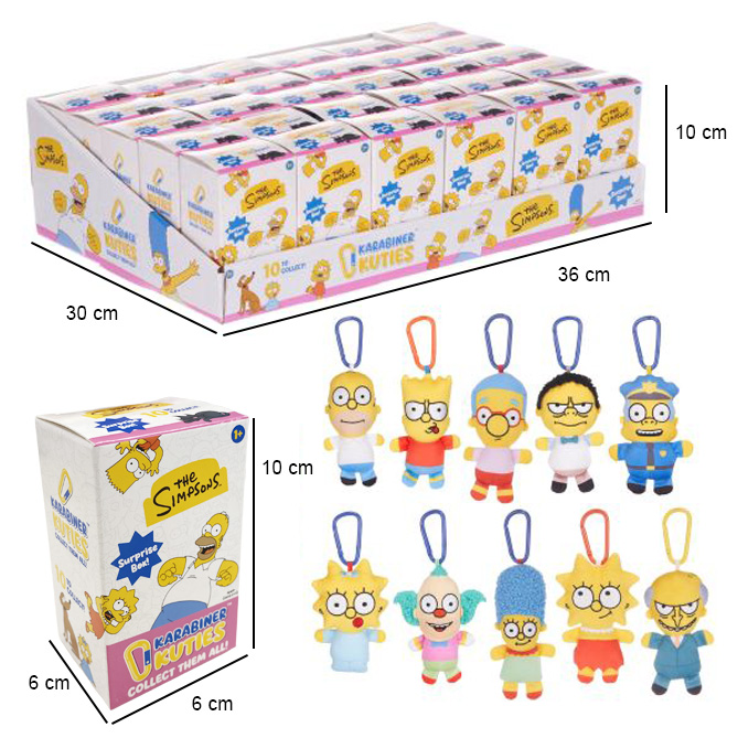(Mis 0) THE SIMPSON KARABINER KUTIES Peluche Portachiavi 10cm c/bagclip in metallo In Blind Box (10x6cm) 10ass In espo da 30pz…x30…x180